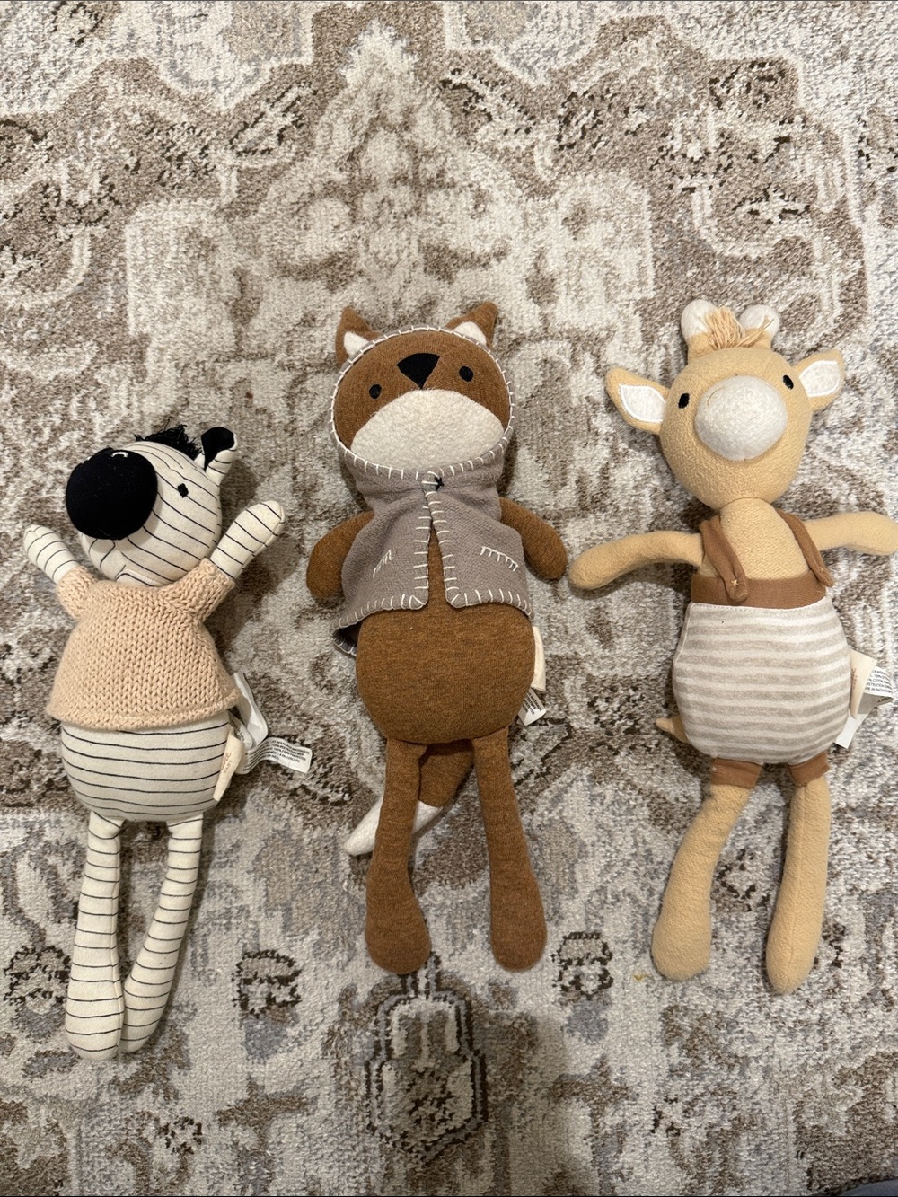 Crane baby Plush Woodland Friends Set - Brown, Cream & Tan